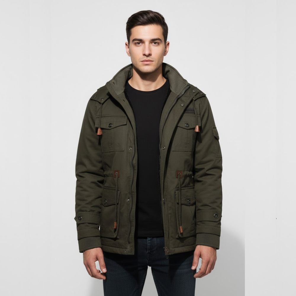 Muhammad | Men’s Multi-Pocket Military Jacket Green