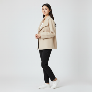 Robyn | Women’s Double-Breasted Short Coat Beige