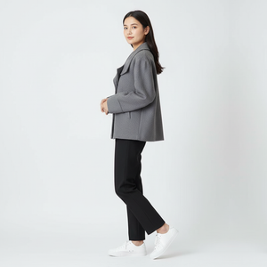 Robyn | Women’s Double-Breasted Short Coat Grey