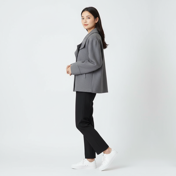 Robyn | Women’s Double-Breasted Short Coat Grey
