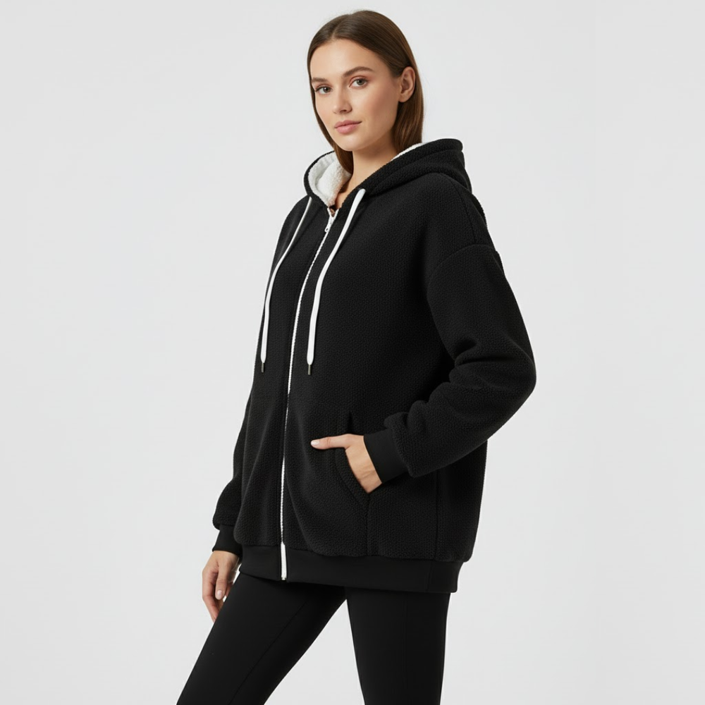 Rose | Women’s Oversized Zip-Up Hoodie Black