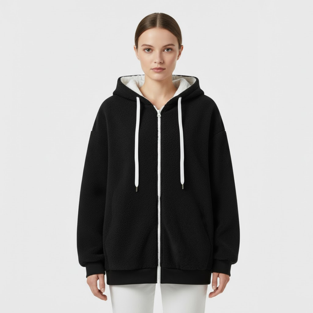 Rose | Women’s Oversized Zip-Up Hoodie Black