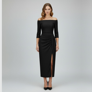 Tilly | Women’s Off Shoulder Evening Dress Black