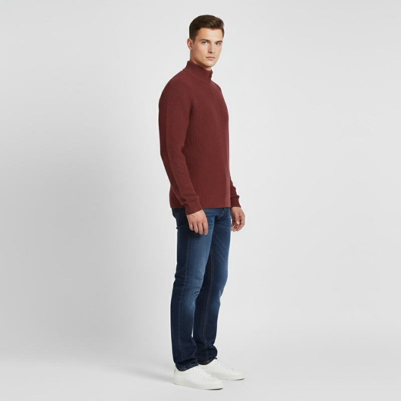 Toby | Men’s Zip-Up Sweater Red