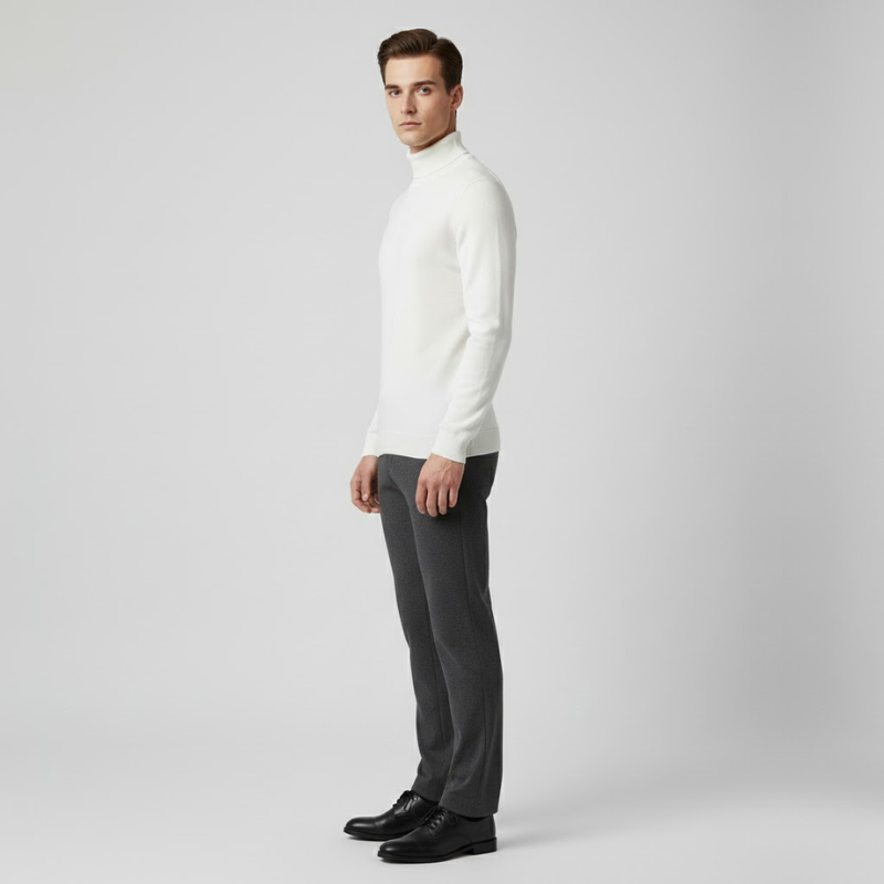 Zachary | Men’s Washable Turtleneck Jacket White